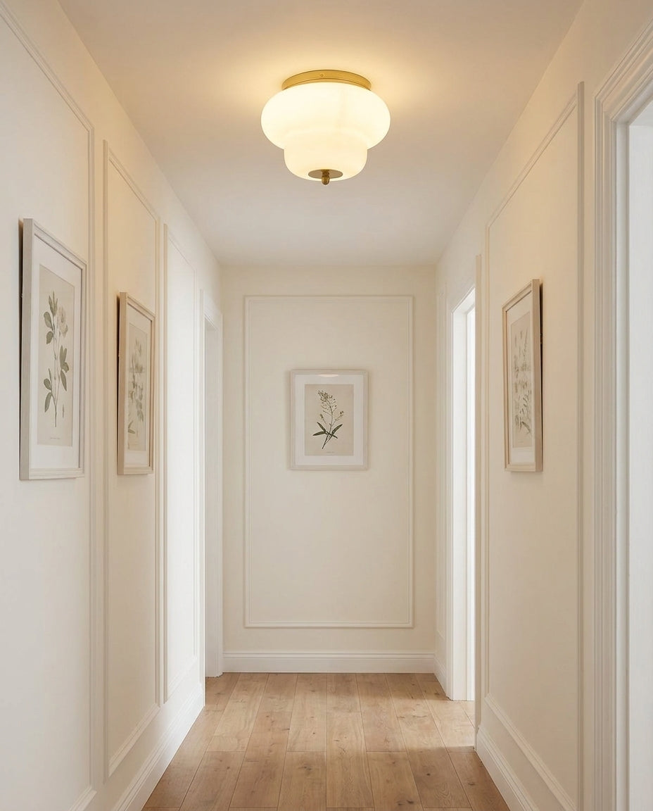 Opaque Curated Mouth-Blown Frosted Glass Flush M – unlit natural material contrast