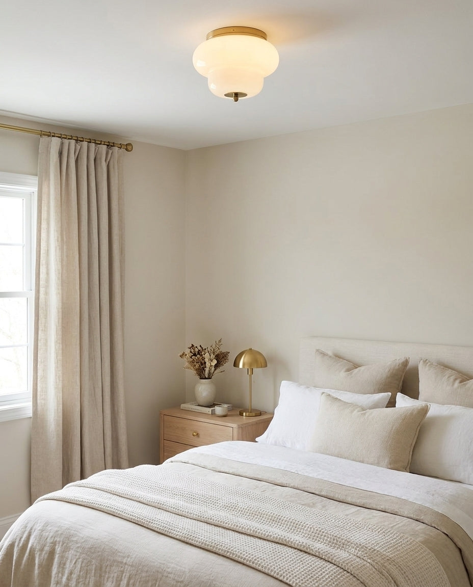Opaque Curated Mouth-Blown Frosted Glass Flush M – full fixture elevation view