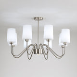 Opulenza Curated Mouth-Blown Frosted Glass Chand – spatial dining room perspective