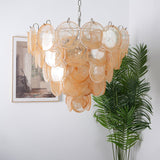 Orange Glass Disc Chandelier – Handcrafted Material Texture and Detail View
