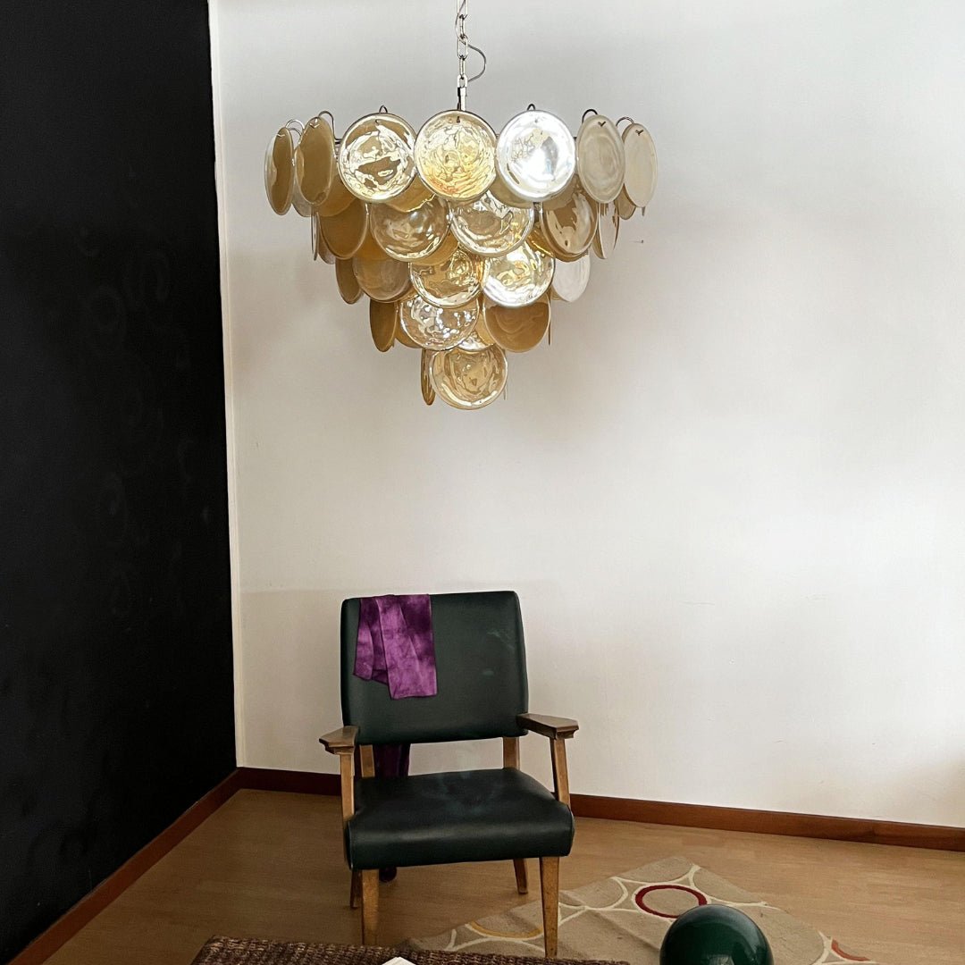 Orange Glass Disc Chandelier – Ambient Illumination in Luxury Interior Setting View 15