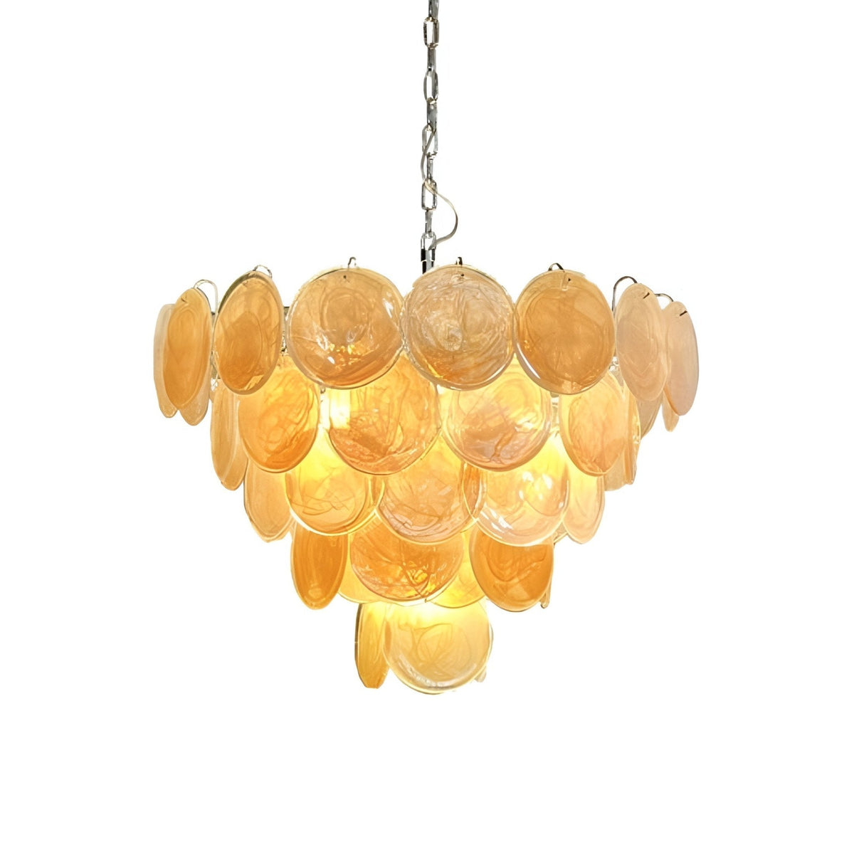 Orange Glass Disc Chandelier – Ambient Illumination in Luxury Interior Setting View 4
