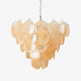 Orange Glass Disc Chandelier – Handcrafted Architectural Luxury Lighting Fixture