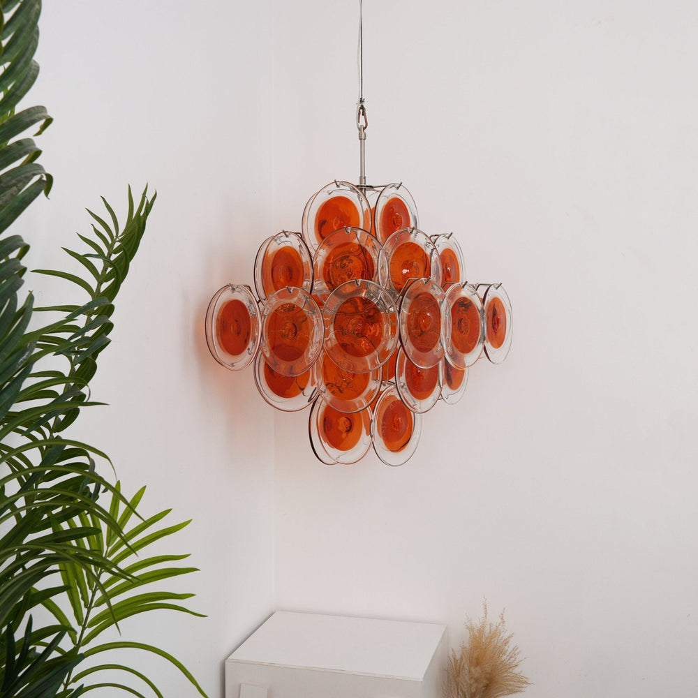 Orange Transparent Glass Disc Curated Mouth-Blow