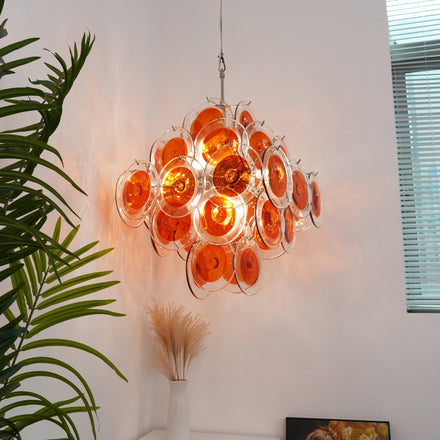 Orange Transparent Glass Chandelier