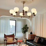 Orb Walnut Chandelier – Ambient Illumination in Luxury Interior Setting View 4