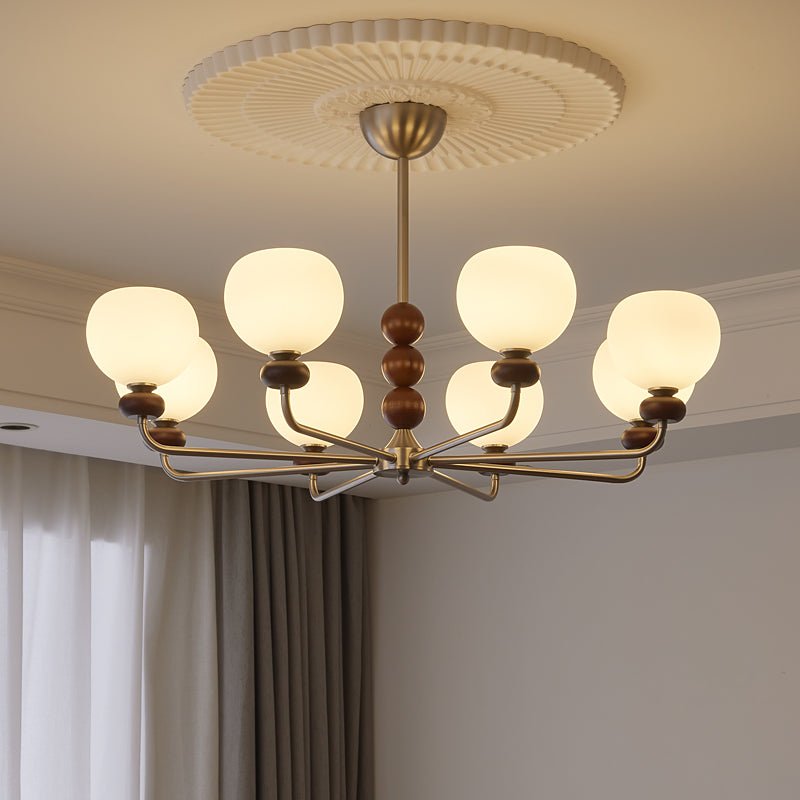 Orb Walnut Chandelier – Ambient Illumination in Luxury Interior Setting View 5
