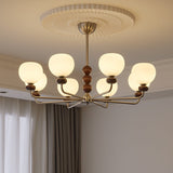 Orb Walnut Chandelier – Ambient Illumination in Luxury Interior Setting View 5