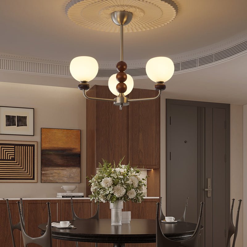 Orb Walnut Chandelier – Ambient Illumination in Luxury Interior Setting View 3