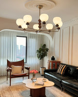 Orb Walnut Chandelier – Ambient Illumination in Luxury Interior Setting View 8