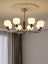 Orb Walnut Chandelier – Ambient Illumination in Luxury Interior Setting View 9
