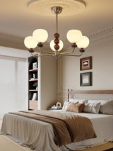 Orb Walnut Chandelier – Ambient Illumination in Luxury Interior Setting View 6