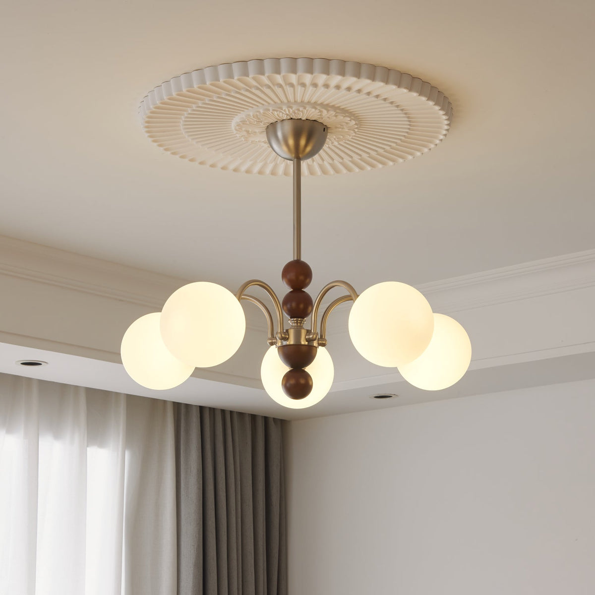 Orbital Curve Chandelier – Ambient Illumination in Luxury Interior Setting View 3
