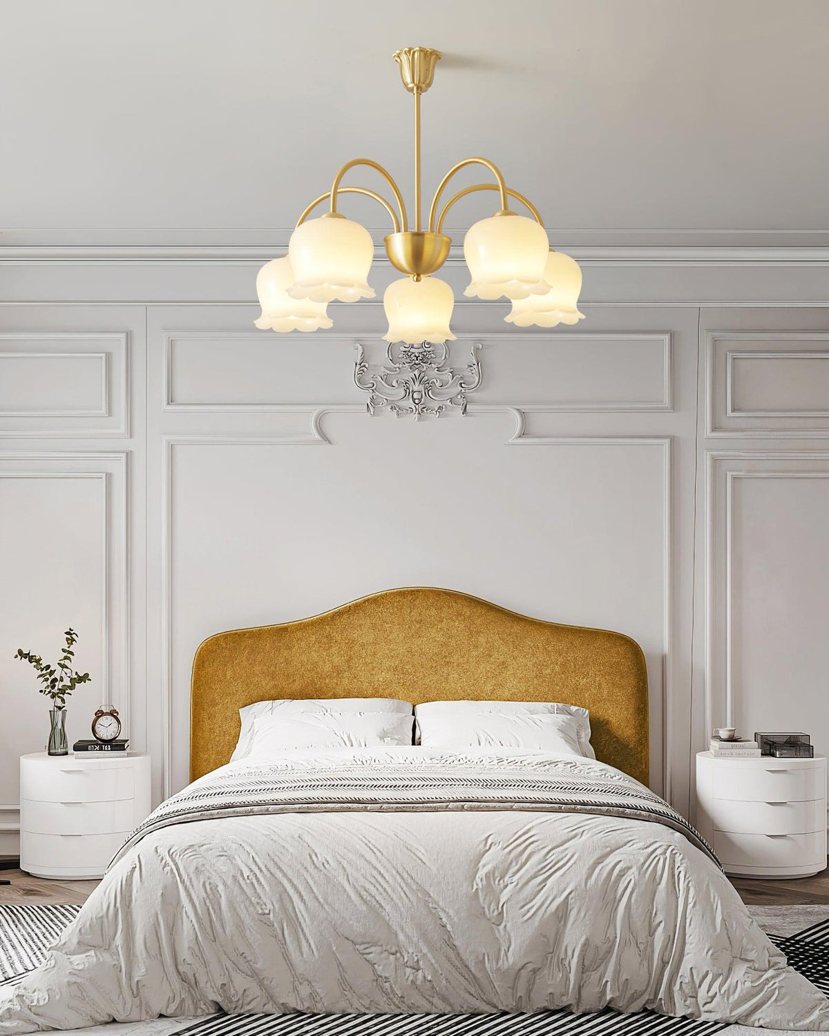 Orchids Brass Chandelier – Ambient Illumination in Luxury Interior Setting View 12