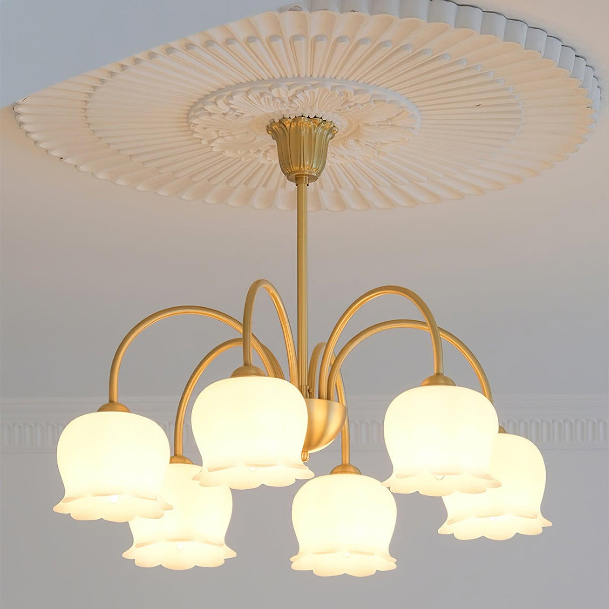 Orchids Brass Chandelier – Ambient Illumination in Luxury Interior Setting View 10