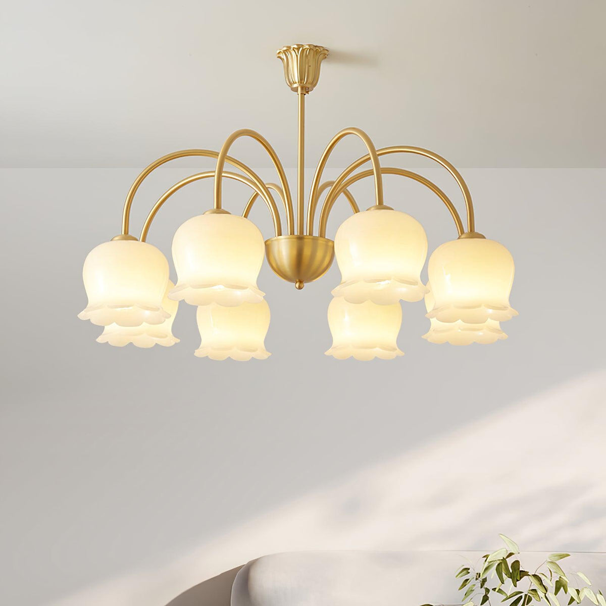 Orchids Brass Chandelier – Ambient Illumination in Luxury Interior Setting View 6