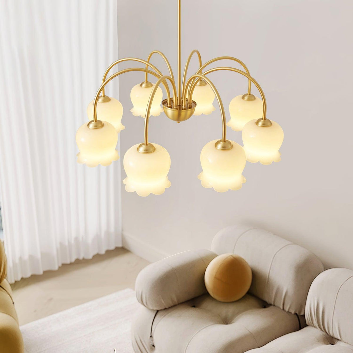 Orchids Brass Chandelier – Ambient Illumination in Luxury Interior Setting View 9