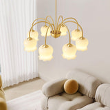 Orchids Brass Chandelier – Ambient Illumination in Luxury Interior Setting View 9