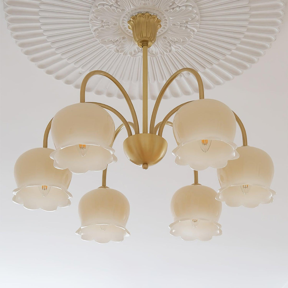 Orchids Brass Chandelier – Ambient Illumination in Luxury Interior Setting View 11