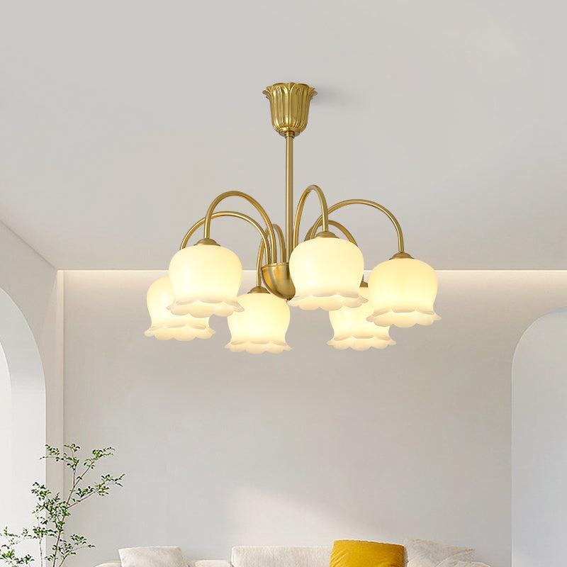 Orchids Brass Chandelier – Ambient Illumination in Luxury Interior Setting View 4