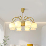 Orchids Brass Chandelier – Handcrafted Material Texture and Detail View
