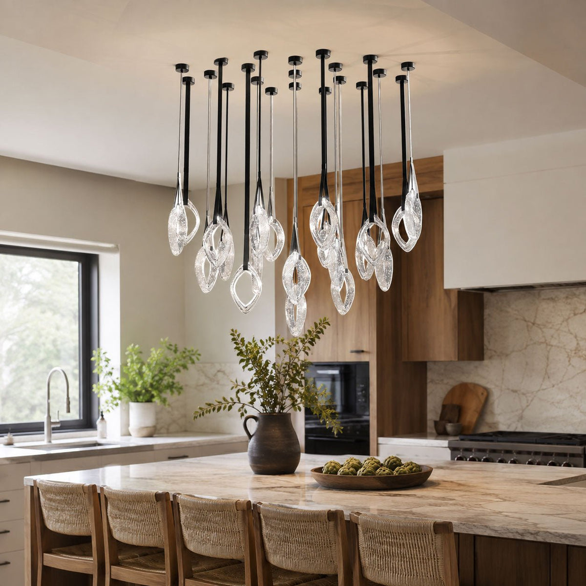 Origin Curated Amber Art Glass Chandelier – macro detail view