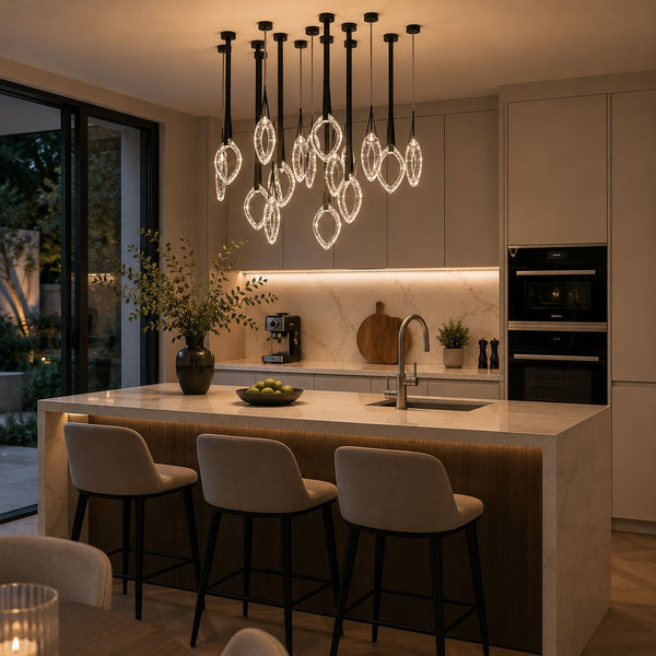 Origin Curated Amber Art Glass Chandelier