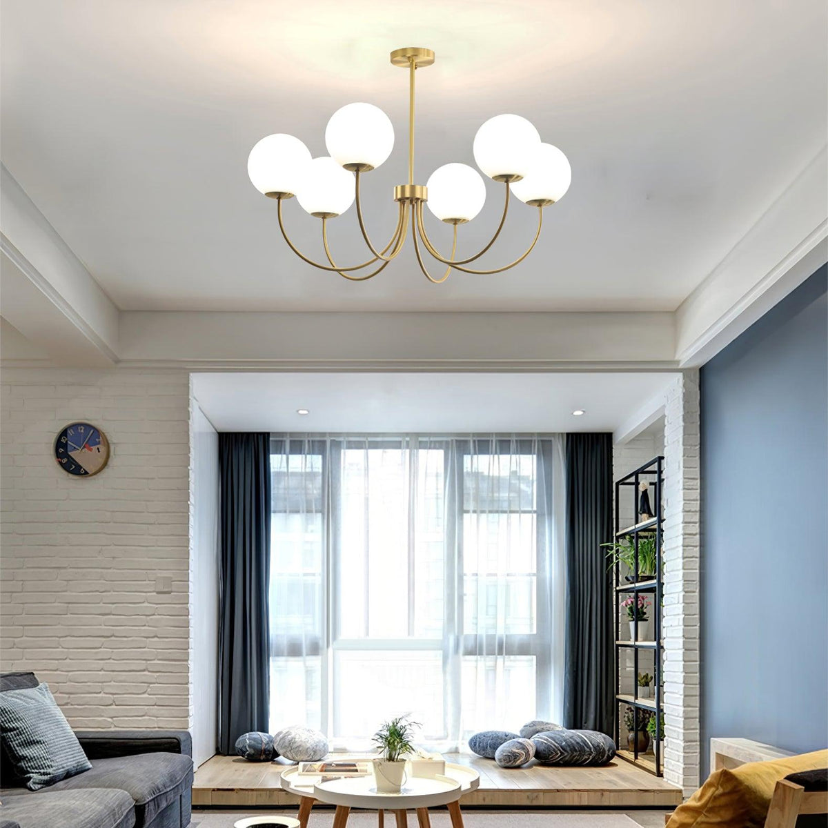 Orillia Curated Mouth-Blown Frosted Glass Chande – structural canopy joint detail