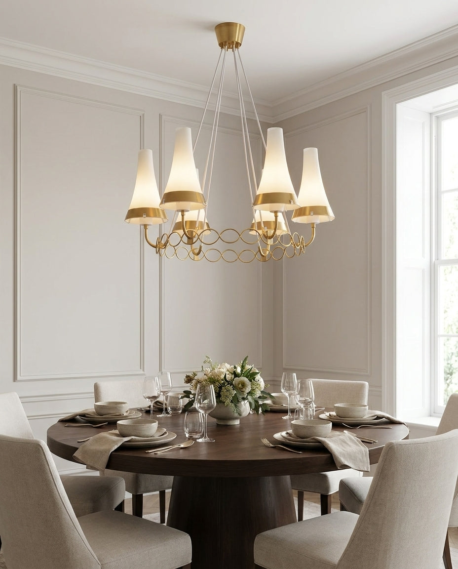 Orletta Curated Mouth-Blown Frosted Glass Chande – architectural ceiling profile