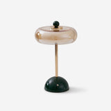 Ormino Disc Curated Mouth-Blown Frosted Glass Ta – full fixture elevation view