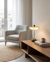 Ormino Disc Curated Mouth-Blown Frosted Glass Ta installed in residential dining space