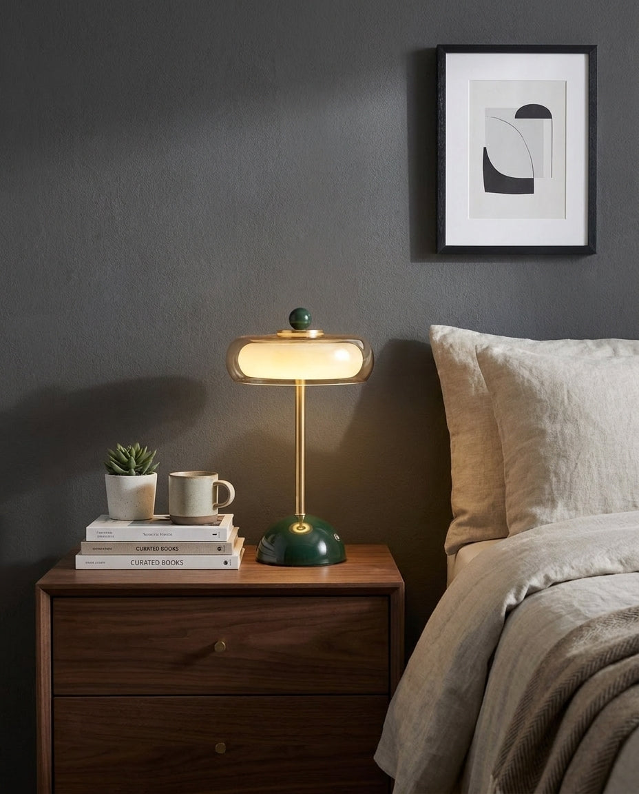 Ormino Disc Curated Mouth-Blown Frosted Glass Ta – dimensional scale reference