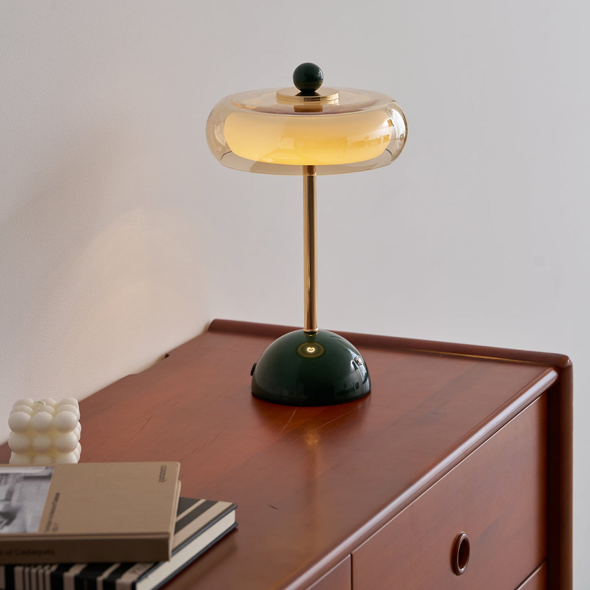 Ormino Disc Curated Mouth-Blown Frosted Glass Ta – unlit natural material contrast