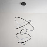 Orrery Rings Curated Solid Brass Chandelier – side angled contour profile #1