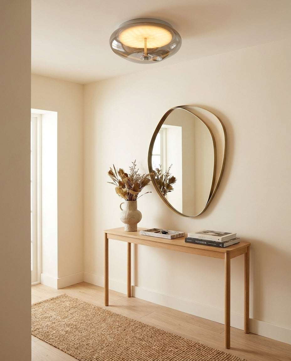Orvella Curated Amber Art Glass Flush Mount Ceil – handcrafted surface texture