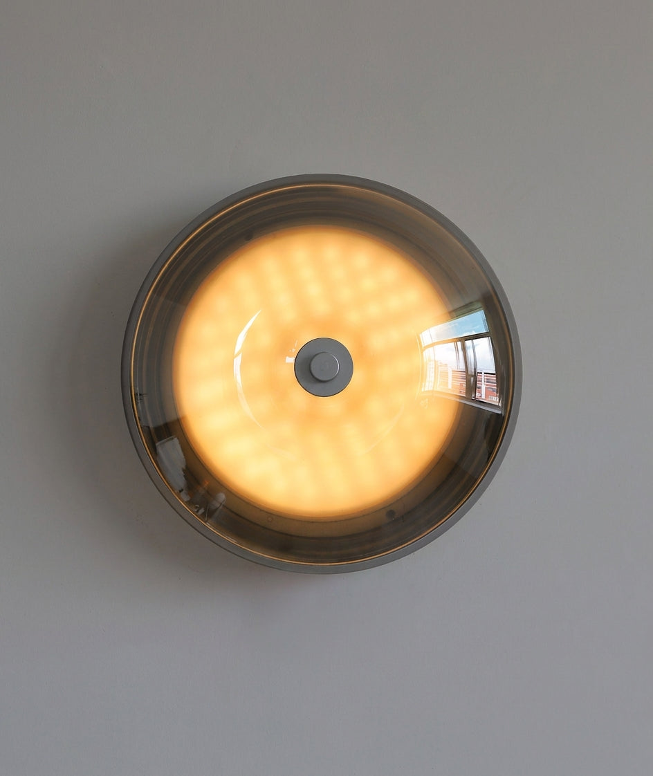 Orvella Curated Amber Art Glass Flush Mount Ceil – full fixture elevation view