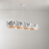 Orvella Plaster Disc Curated Iron & Glass Chande – full fixture elevation view