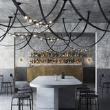 Orvyn Leather Arc Curated Mouth-Blown Frosted Gl – spatial dining room perspective