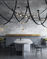 Orvyn Leather Arc Curated Mouth-Blown Frosted Gl – full fixture elevation view