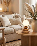 Oryn Charge Curated Mouth-Blown Frosted Glass Ta warm illuminated room view