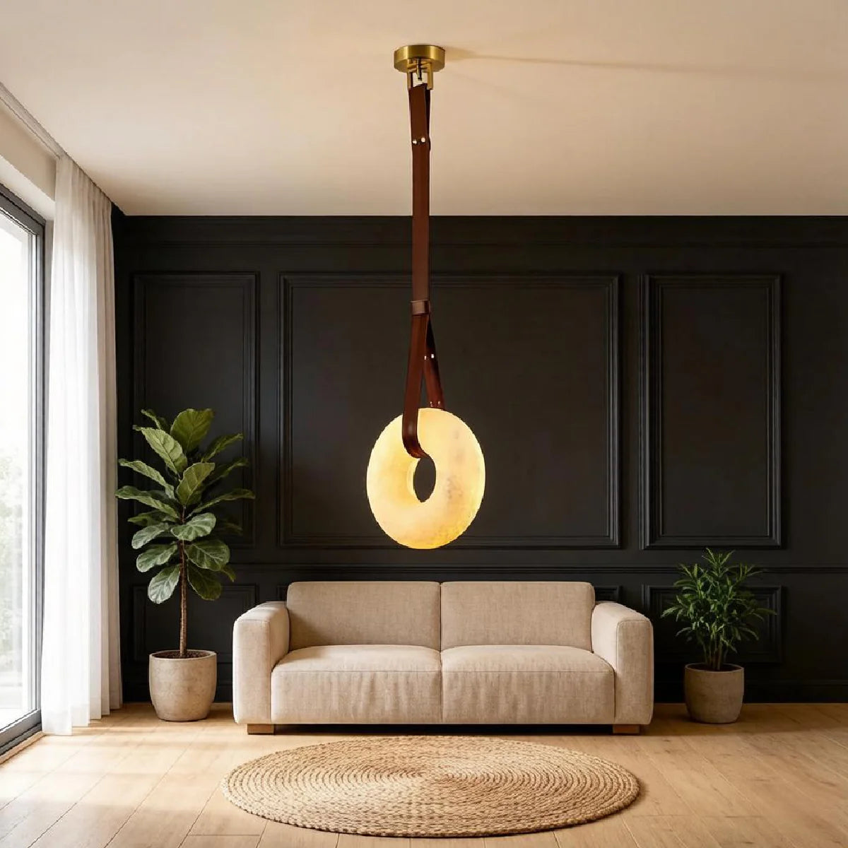 JINSHE Spanish Alabaster Pendant - Organic Sculptural Form for Modern Spaces Pendant Light - detail view