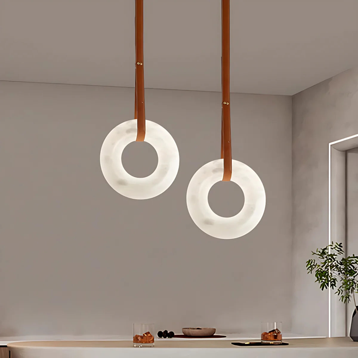 JINSHE Spanish Alabaster Pendant - Organic Sculptural Form for Modern Spaces Pendant Light - product image