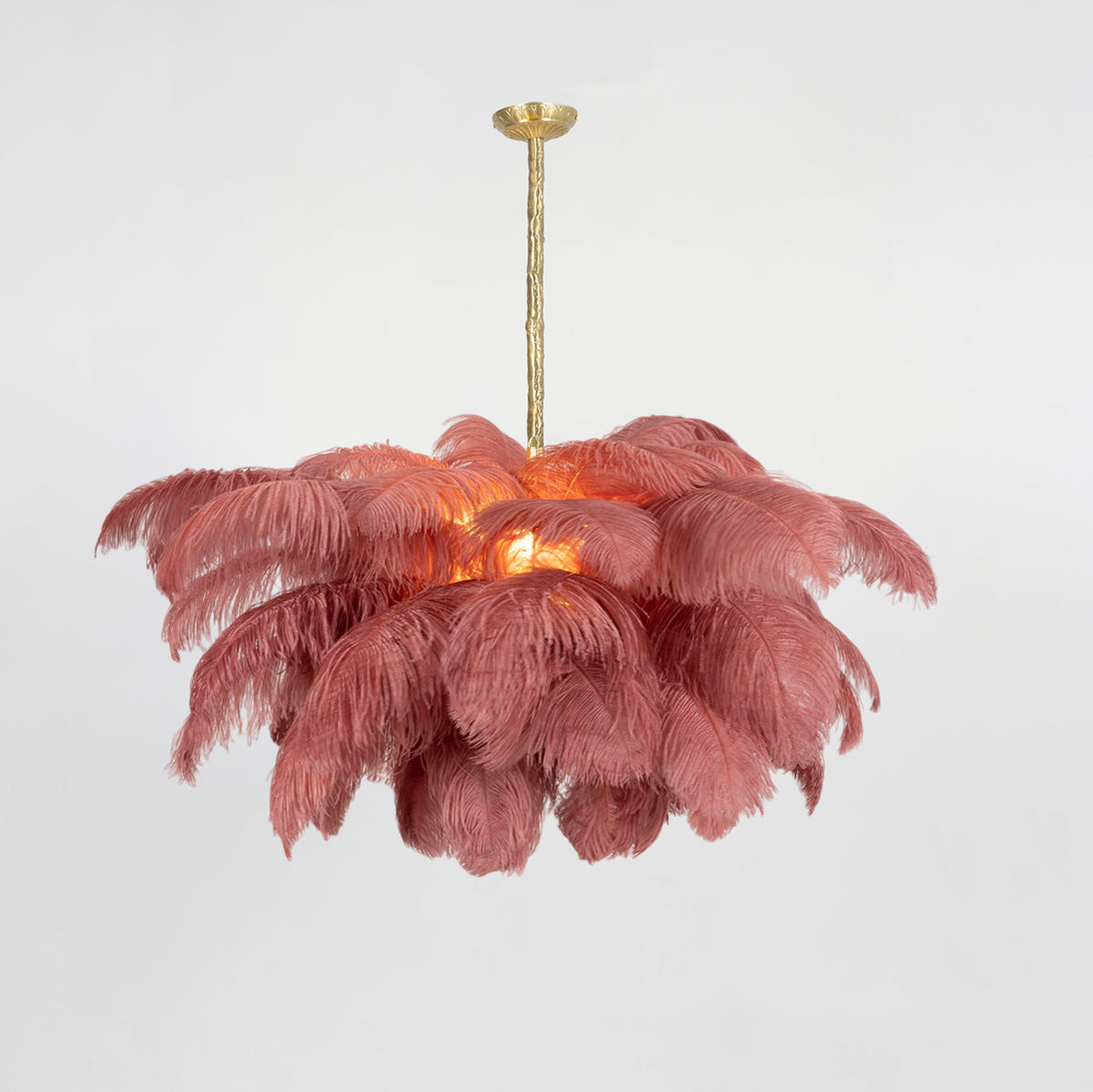 Pluma Sculptural Feather Chandelier – full fixture elevation view #1