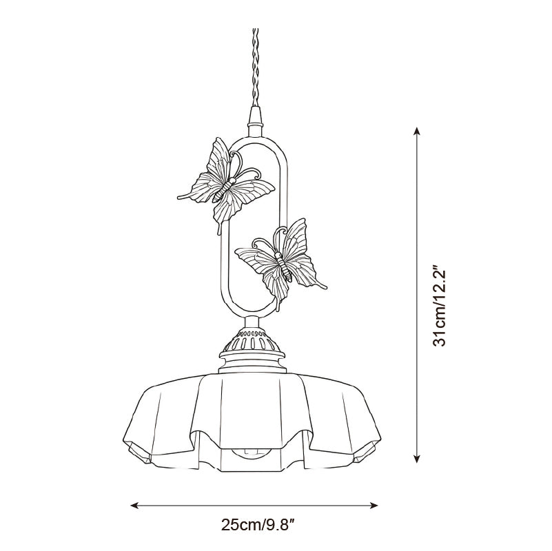 Papilora Curated Amber Art Glass Pendant Light – dimensional scale reference