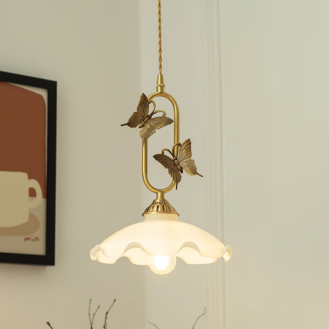 Papilora Curated Amber Art Glass Pendant Light – architectural ceiling profile #1