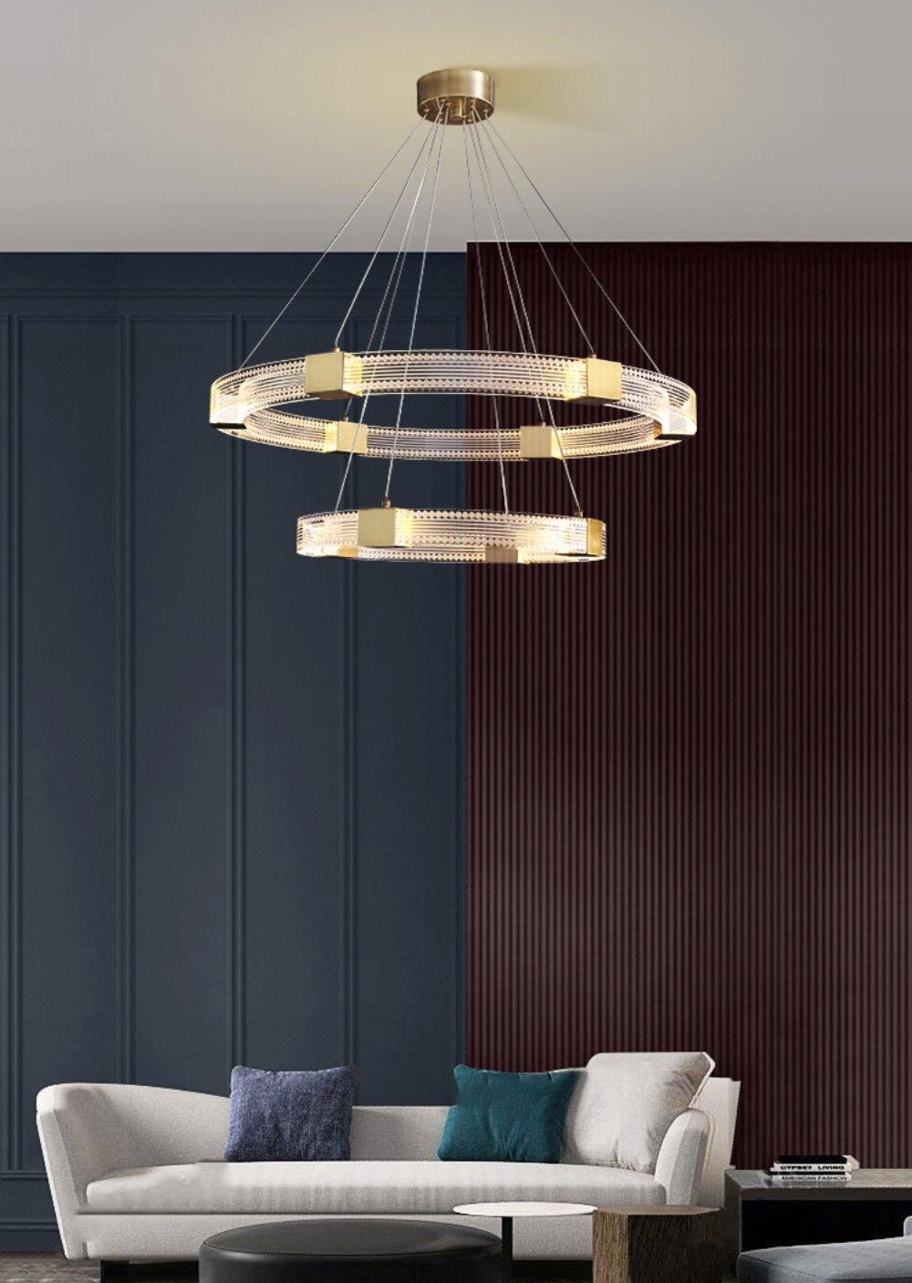 Parallel Ring LED Curated Solid Brass Chandelier
