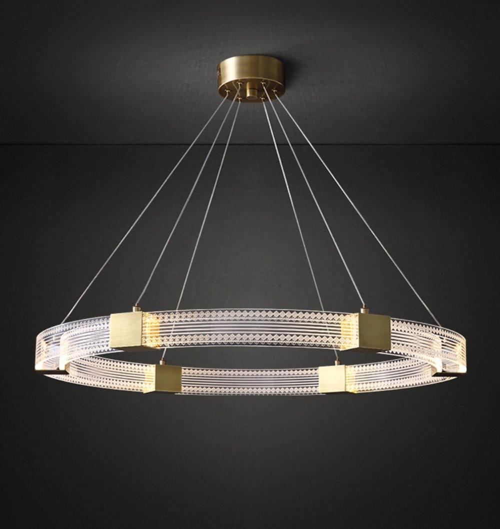 Parallel Ring LED Curated Solid Brass Chandelier – dimensional scale reference