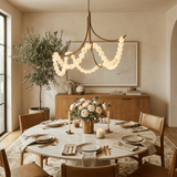 Parel Alabaster Curated Alabaster Chandelier installed in residential dining space