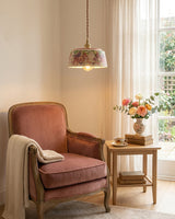 Pastellea Curated Solid Brass Pendant Light warm illuminated room view