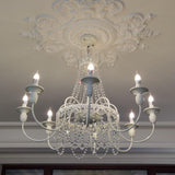 Pavia Curated Mouth-Blown Frosted Glass Chandeli – full fixture elevation view